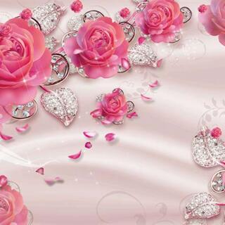 Pink Rose With Shining Leaves 3D Wallpaper for Walls
