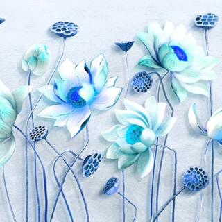 Turquoise Blue Flowers Wallpaper for Wall