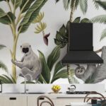 Monkeys Playing on Banana Tree Wallpaper