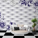 Purple Flower Embossed Wall