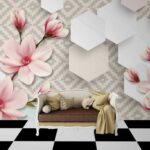 3D Flower Drawing Wall