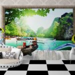 River Scenery 3D Wallpaper for Walls