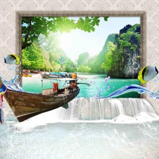 River Scenery 3D Wallpaper for Walls