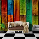 Colorful Wooden Slats Texture Wallpaper for Walls