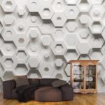 A white hexagons on a wall
