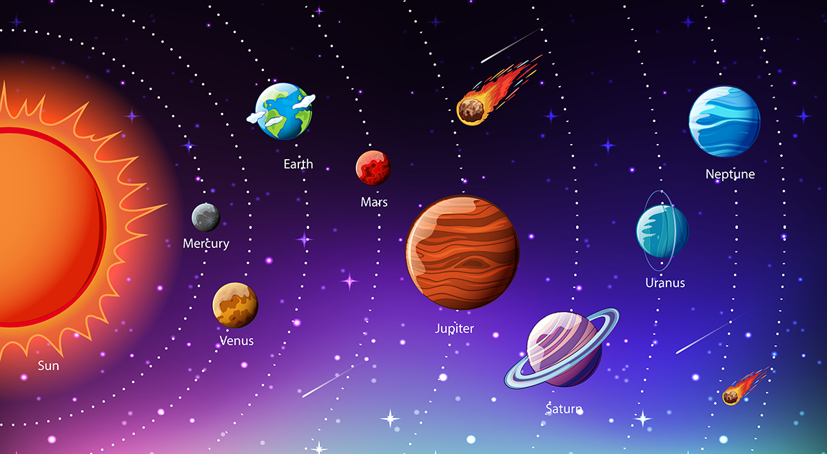 A screenshot of a cartoon of planets