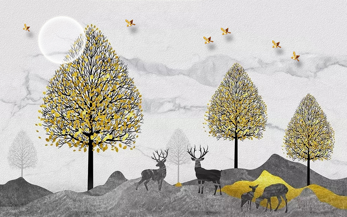 A group of deers in a forest