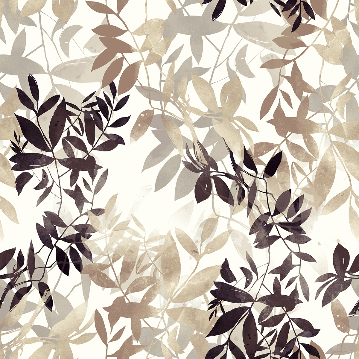 A pattern of leaves on a white background