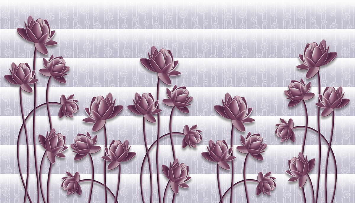 Purple flowers on a striped background