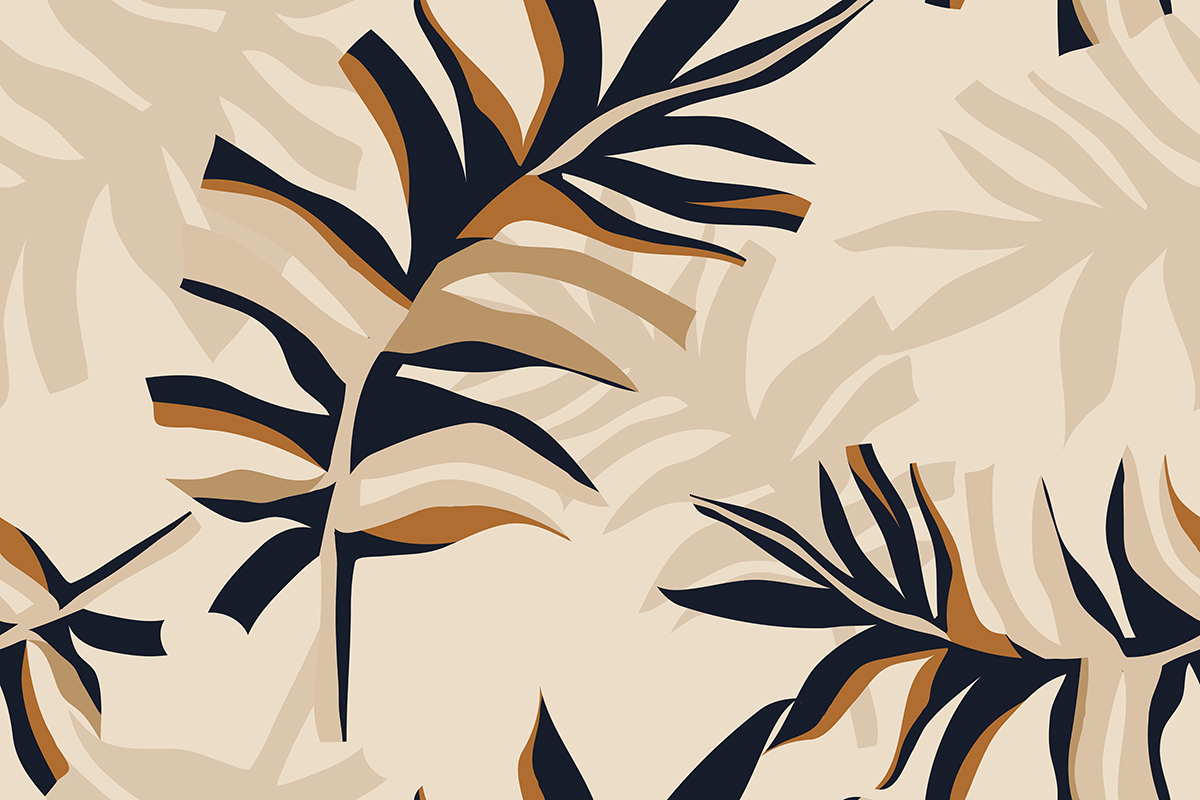 A pattern of leaves on a beige background