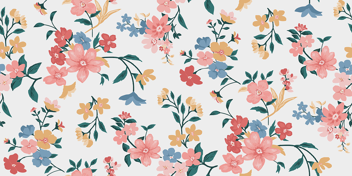 A pattern of flowers on a white background