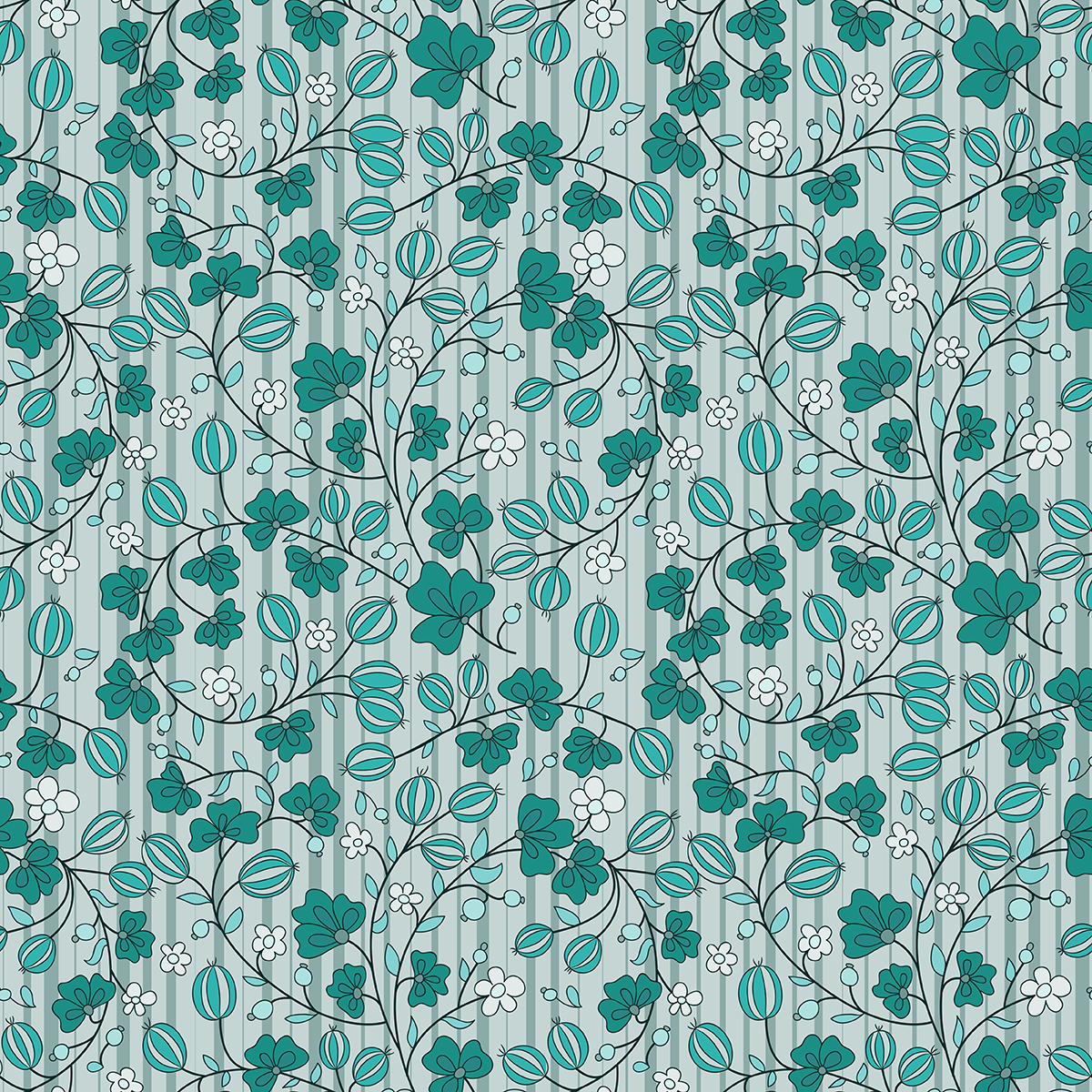 A pattern of leaves and flowers