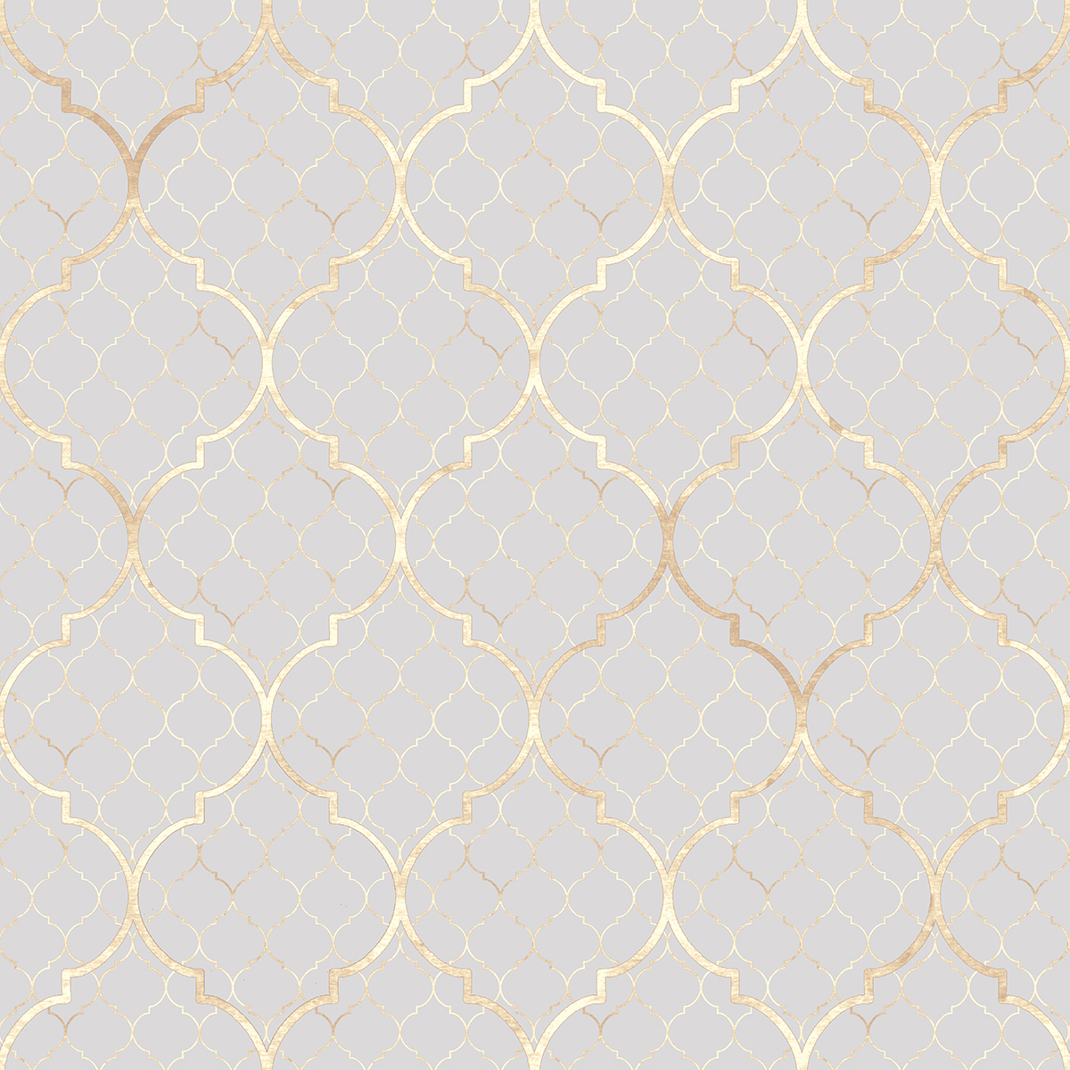 A white and gold patterned wallpaper