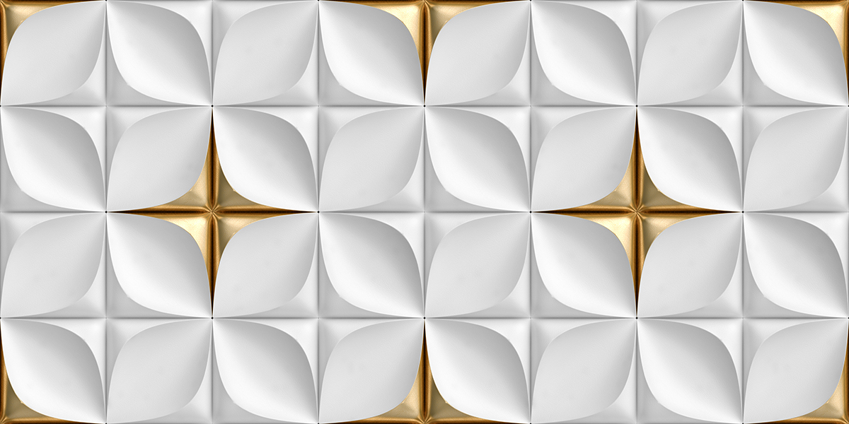 A white and gold tile