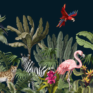 Jungle Theme Pattern Wallpaper for Wall