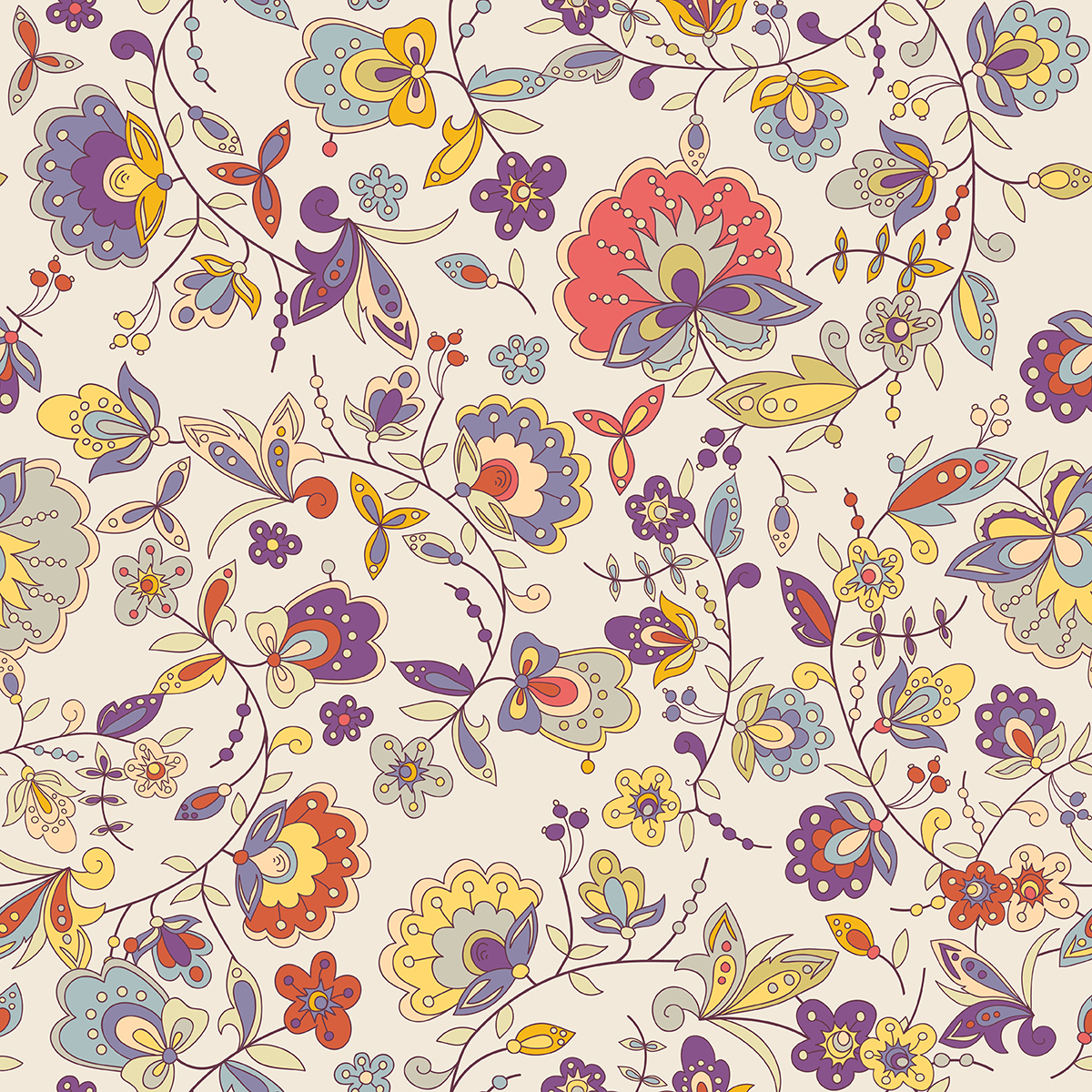 A colorful floral pattern on a white background