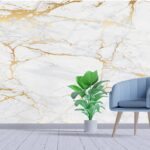 White Marble with Gold Veins Wallpaper for Wall