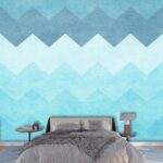 A blue and white chevron pattern