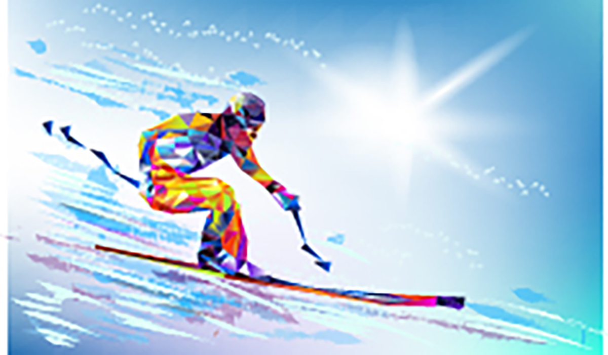 A person skiing down a slope