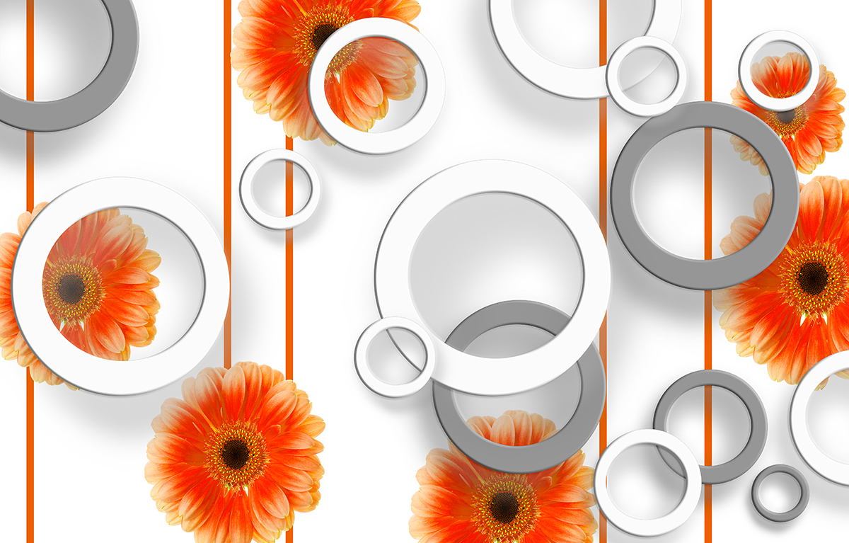 A wallpaper with flowers and rings