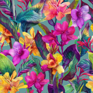 3D Tropical Leaves and Flower Wallpaper for Home