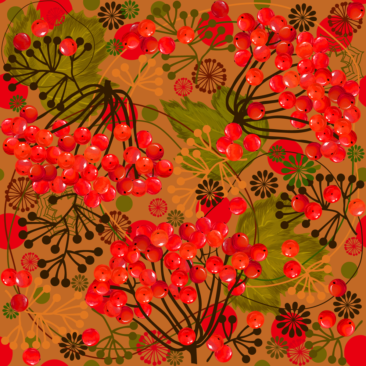 A red berries on a brown background