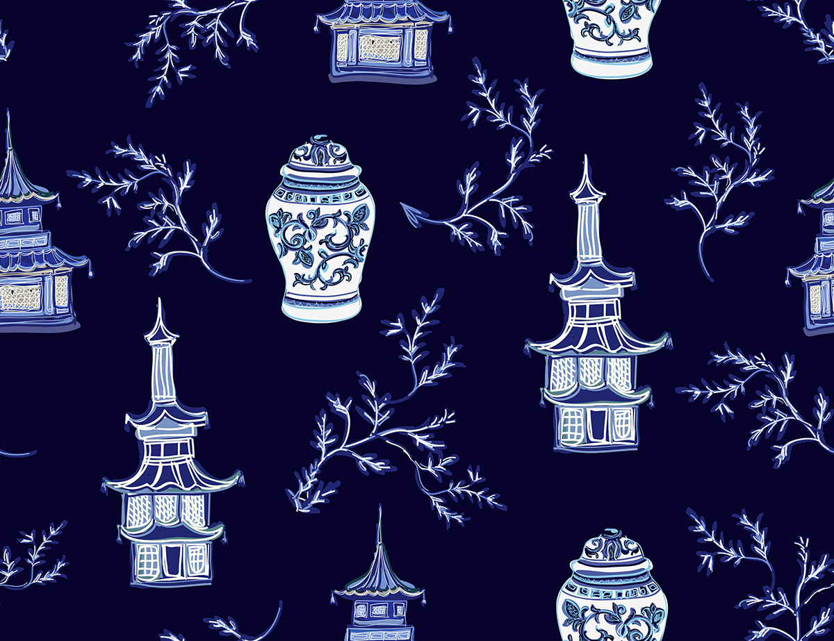 A pattern of blue and white china