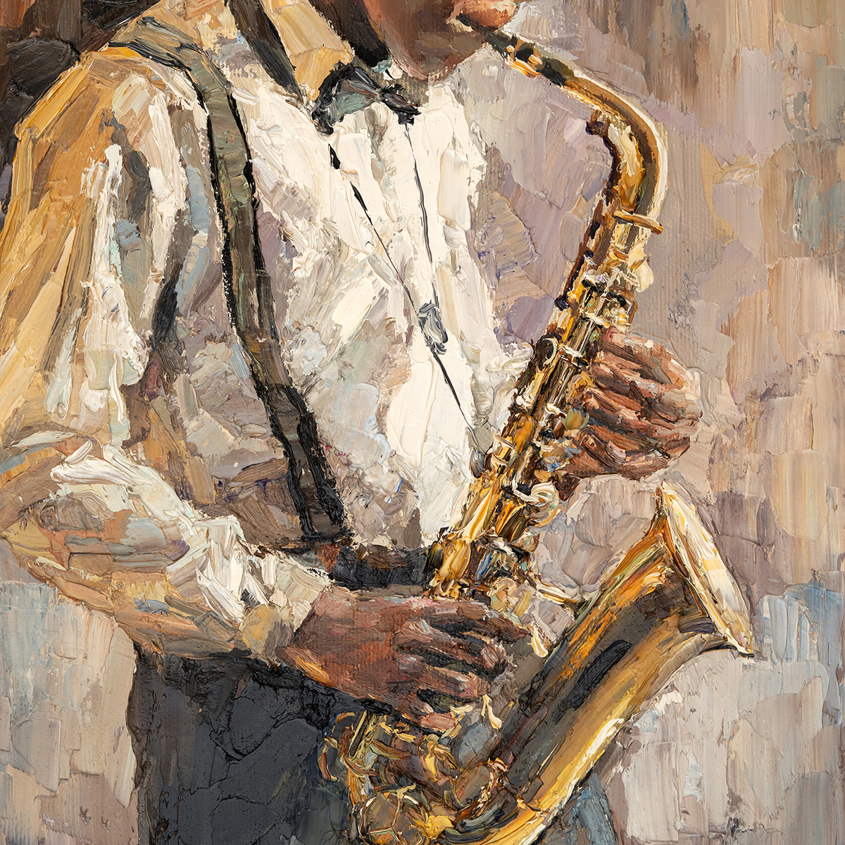 A man playing a saxophone