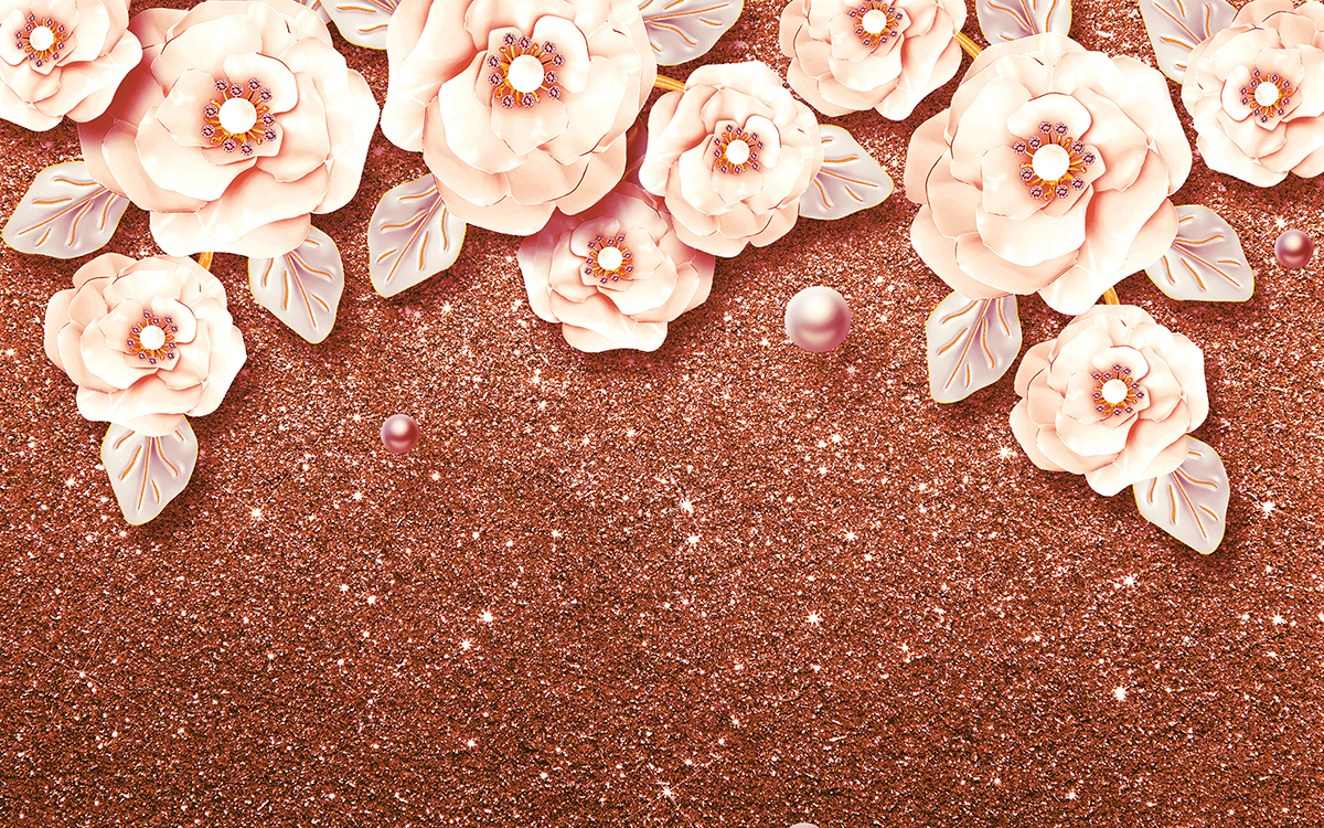 A group of flowers on a glittery surface