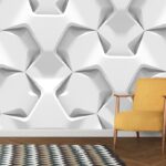 A white wall with hexagons