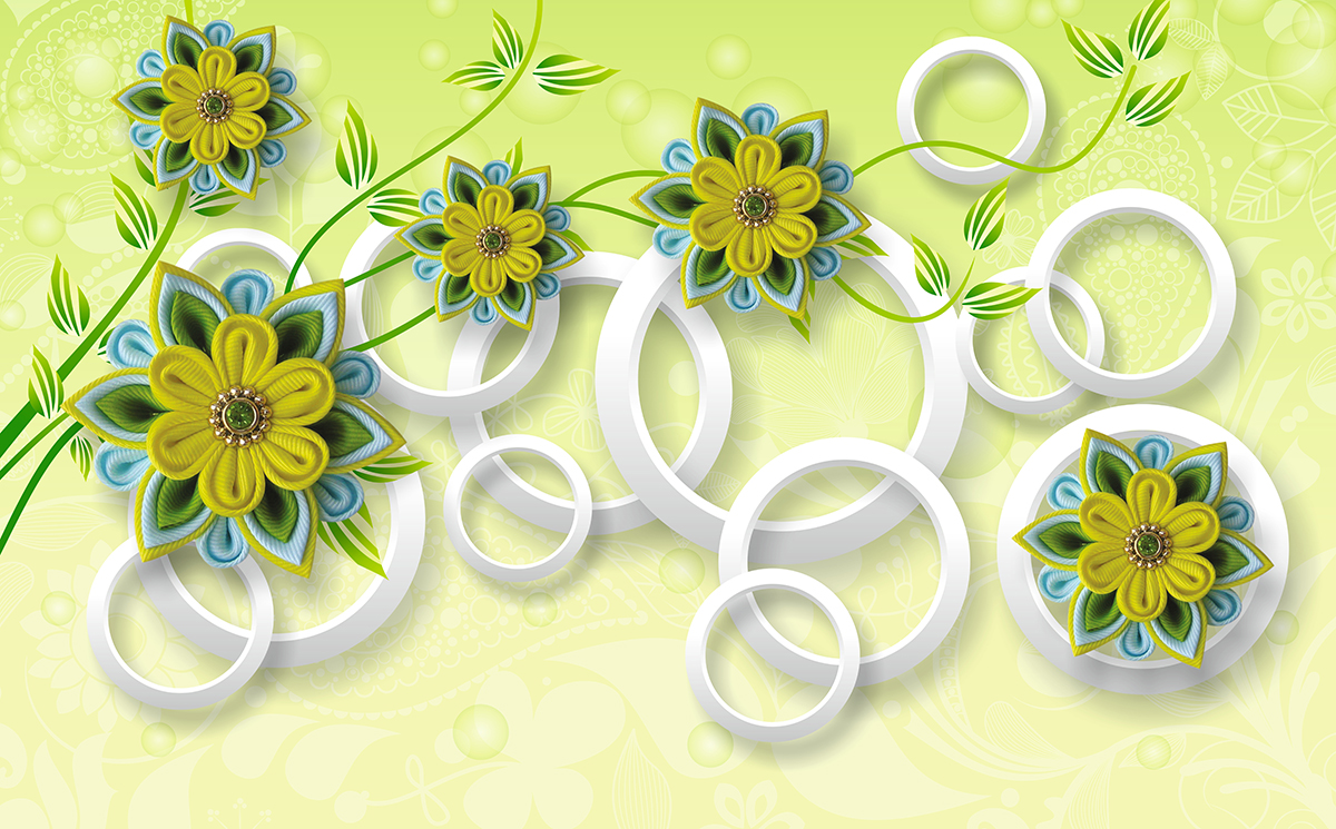 A wallpaper with flowers and rings