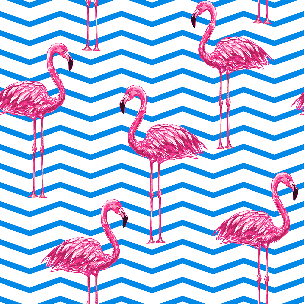 A pattern of pink flamingos