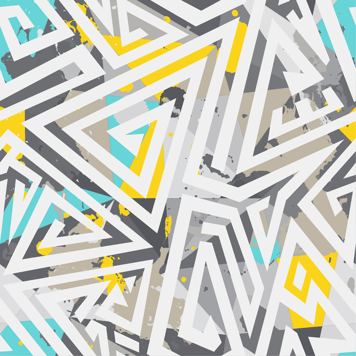 A pattern of white lines and yellow and blue colors
