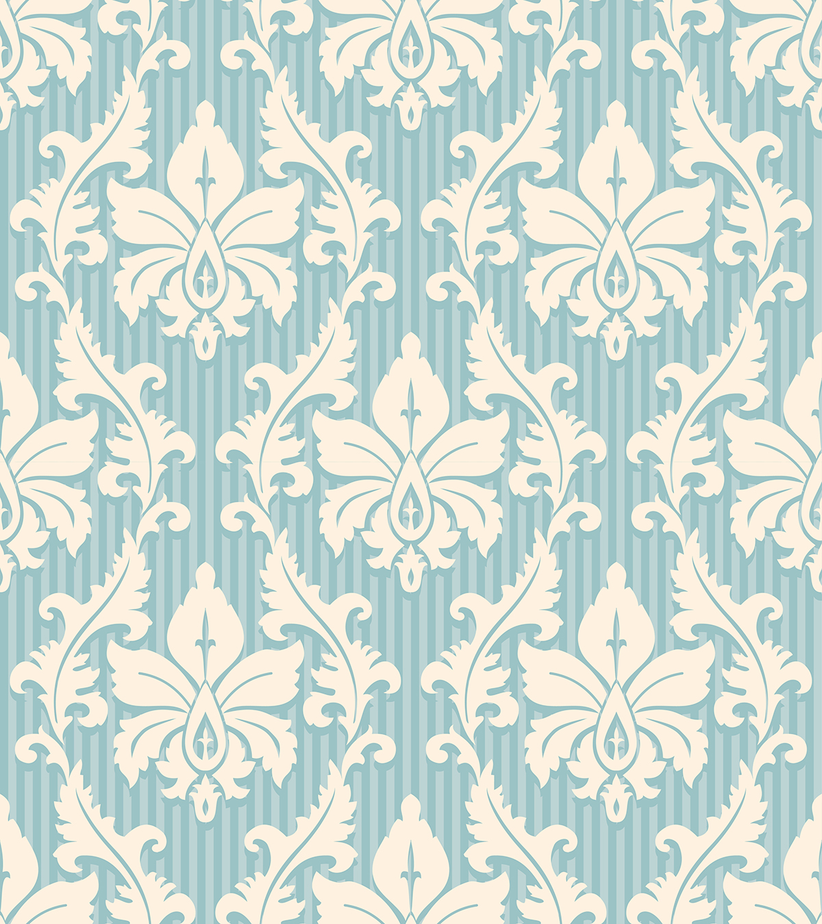A pattern of white and blue flowers