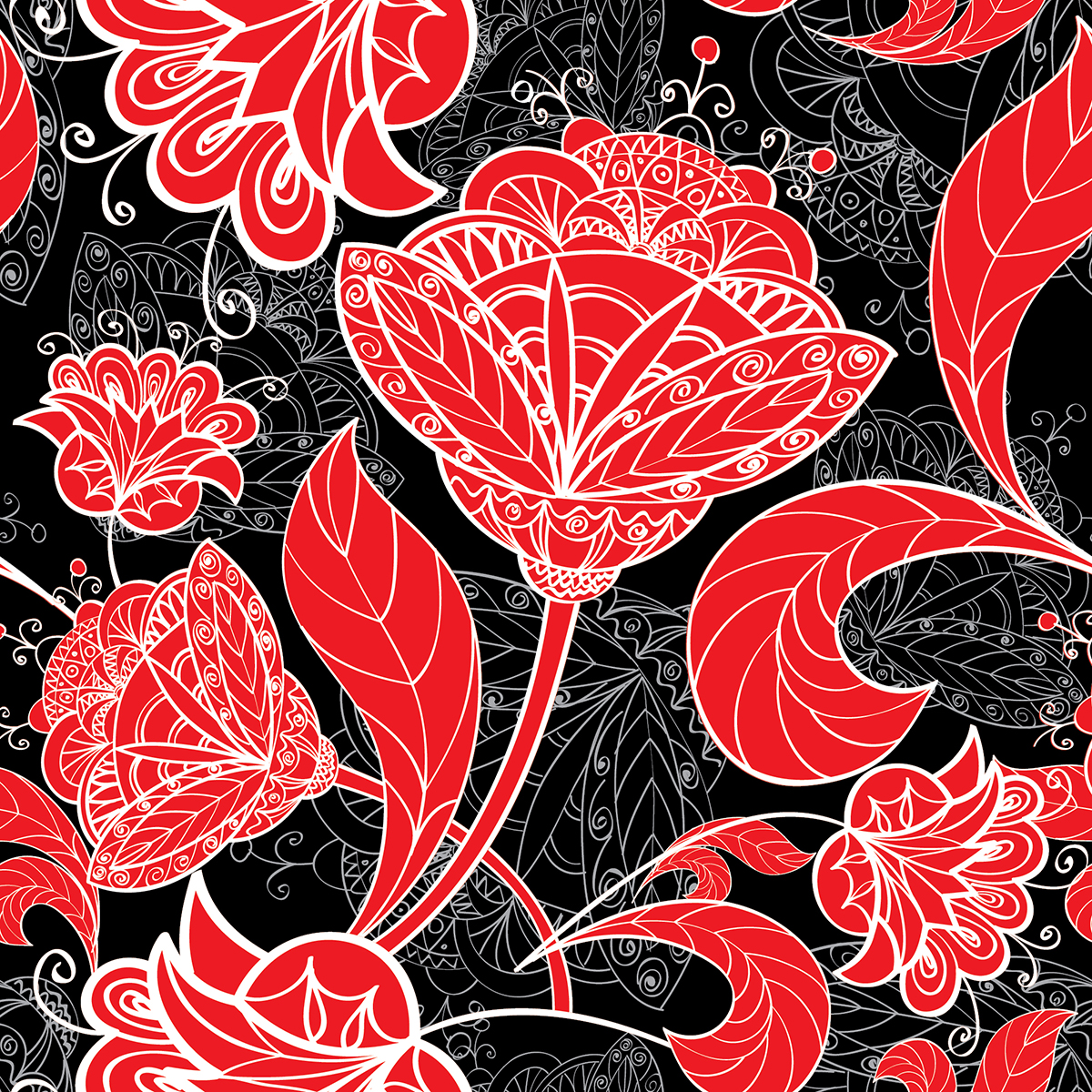 A red and white floral pattern
