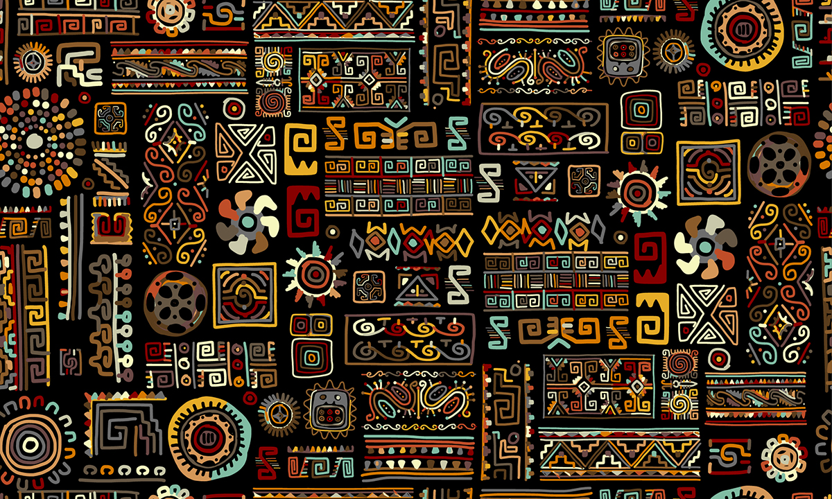 A pattern of colorful designs