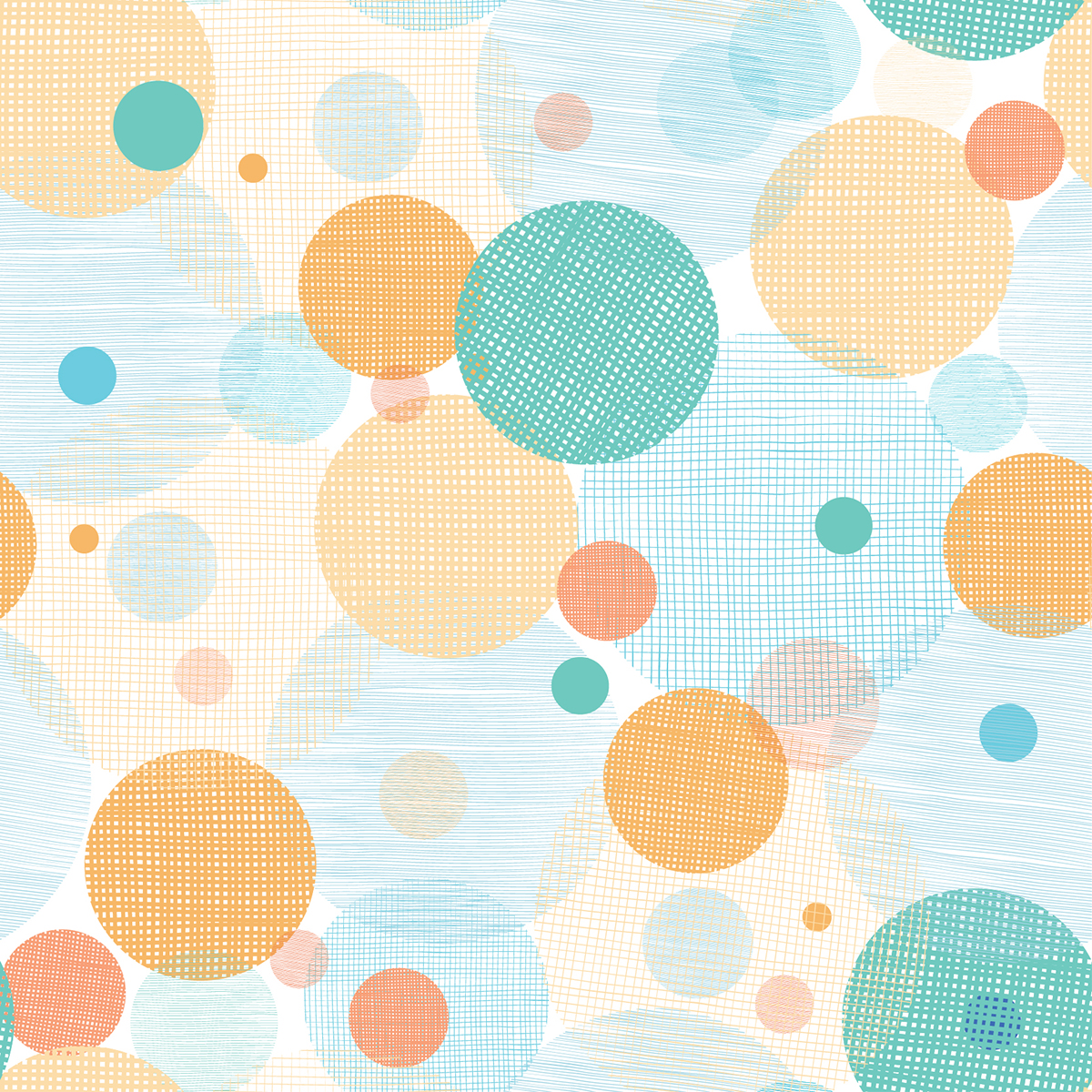 A colorful circles and lines on a white background