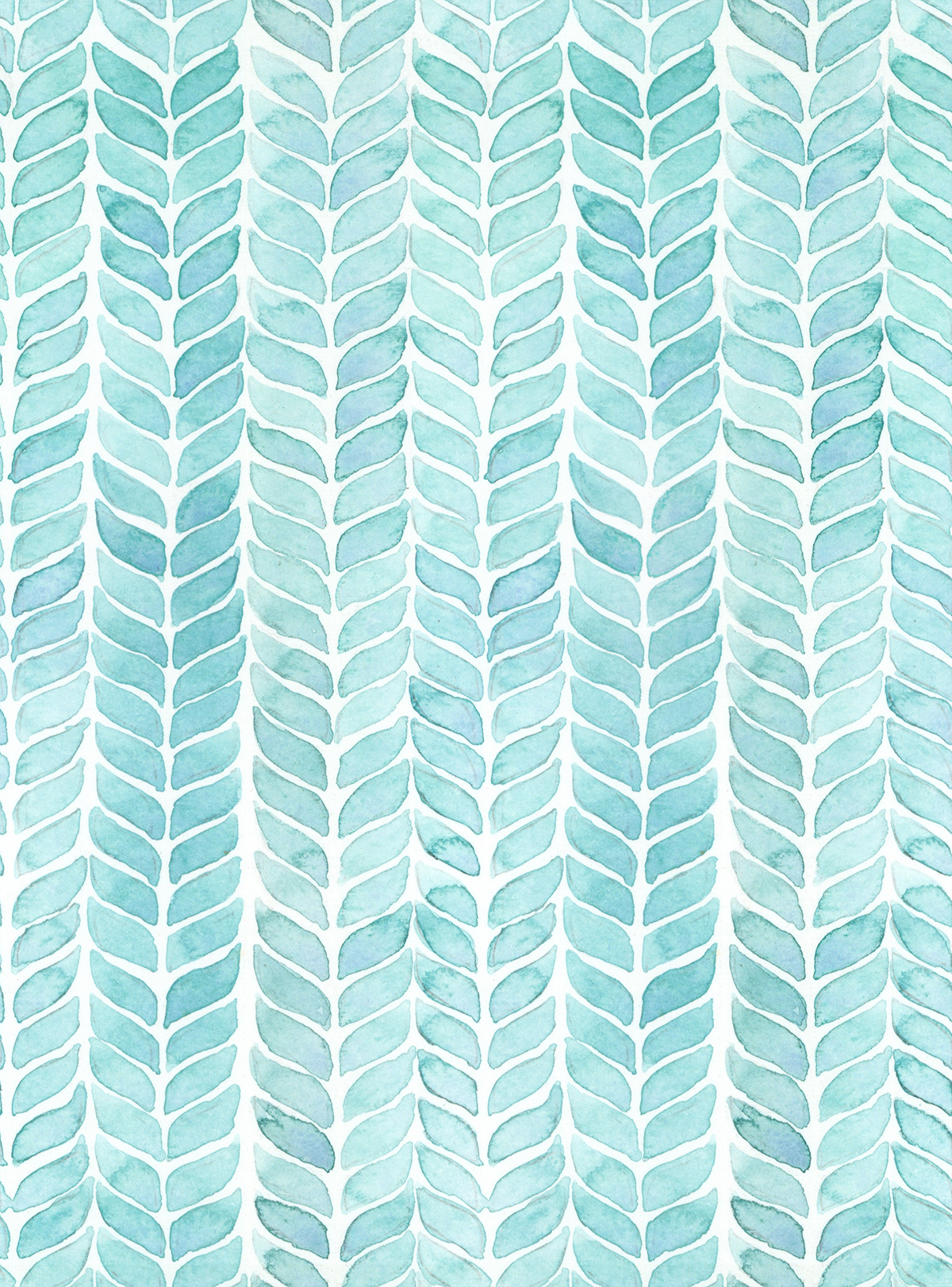 A watercolor pattern of blue and white leaves
