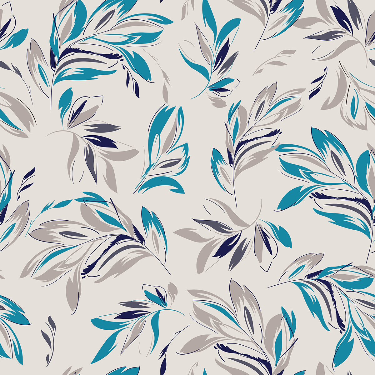 A pattern of blue and grey leaves