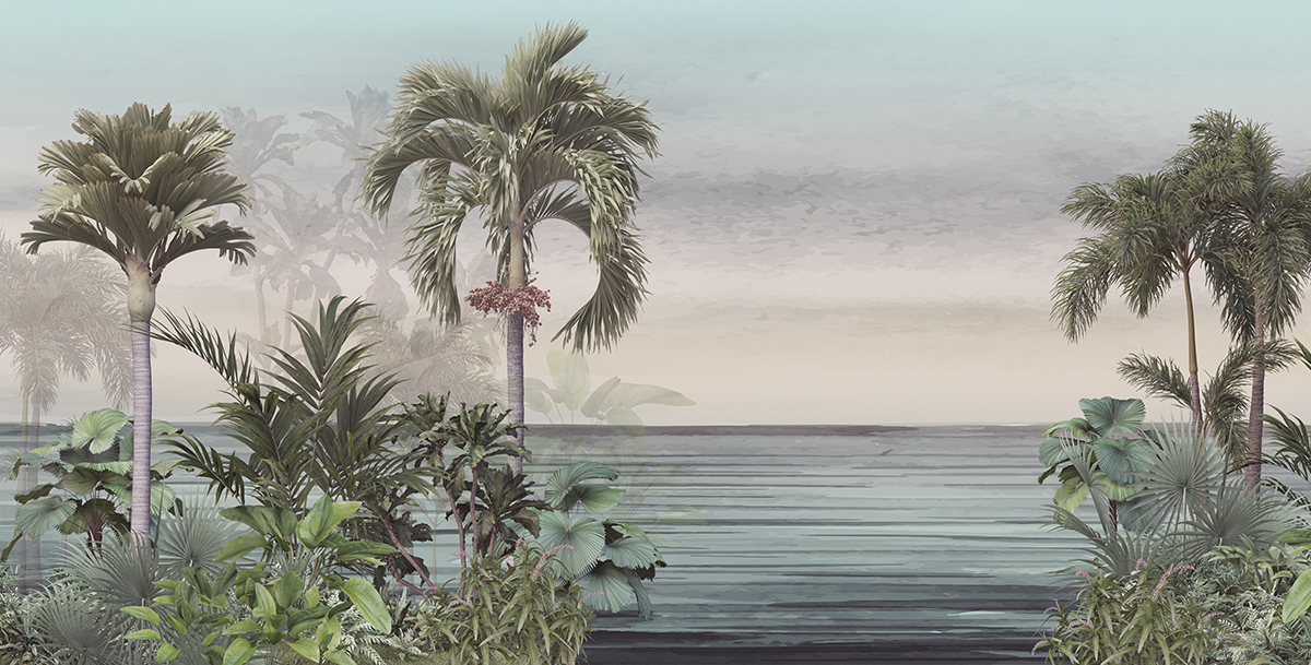 A palm trees next to a body of water