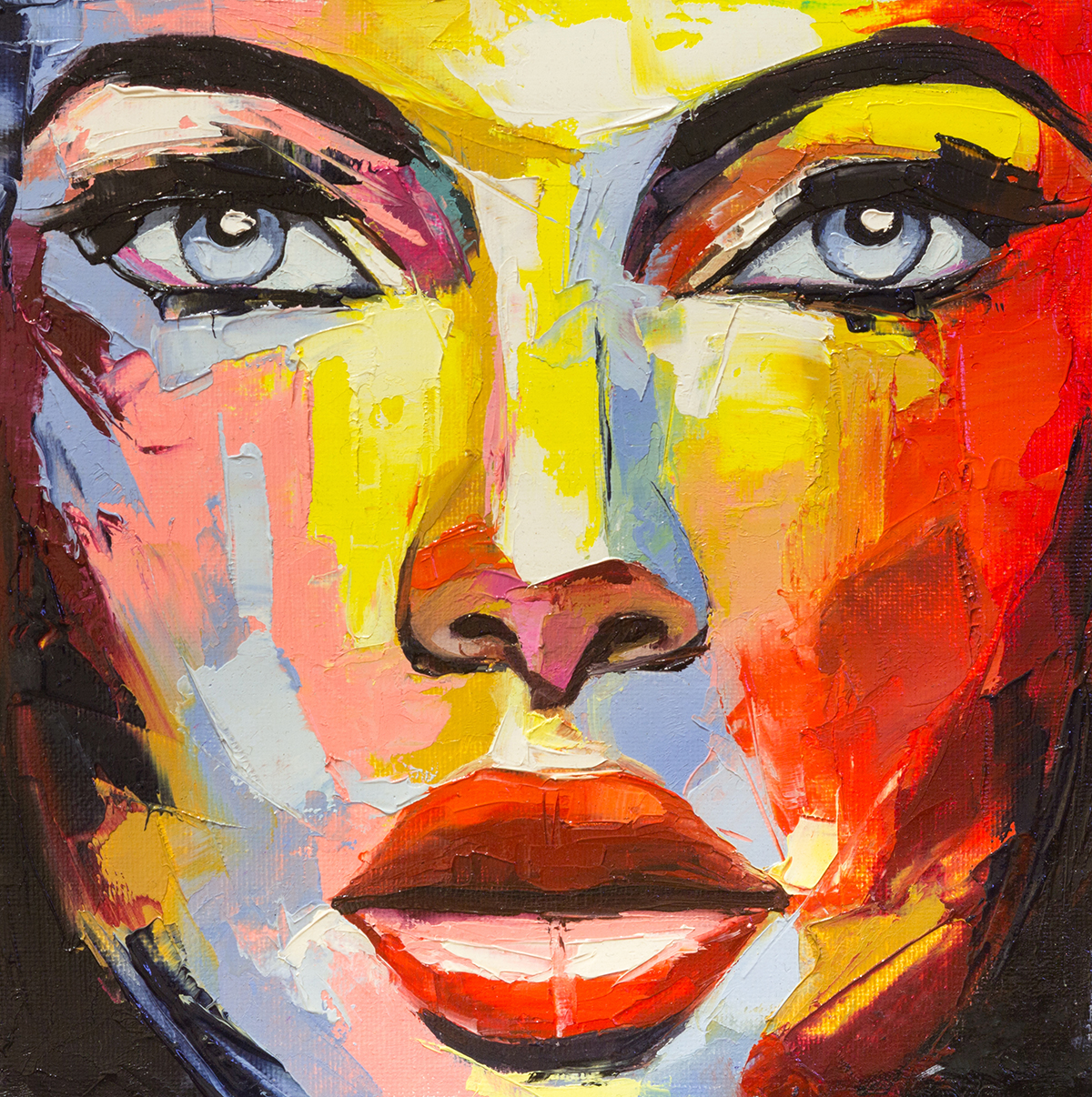 A painting of a woman's face