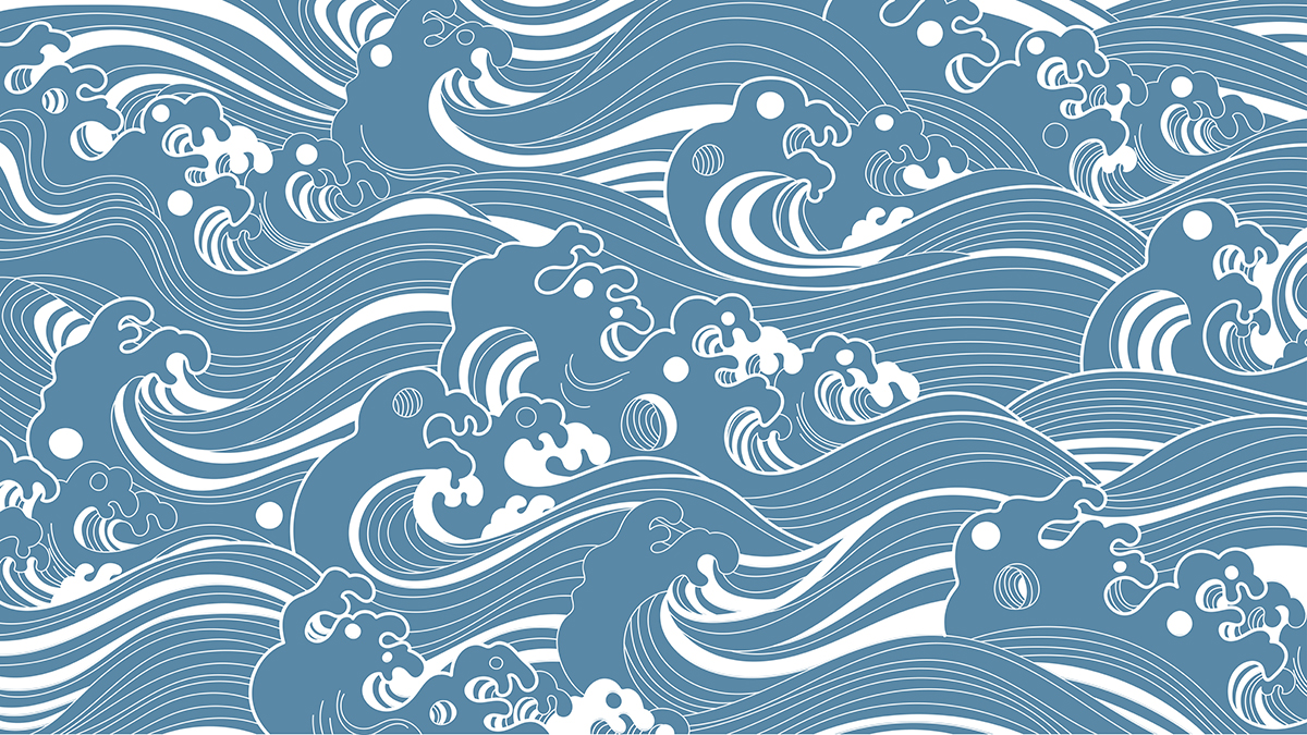 A pattern of waves and bubbles