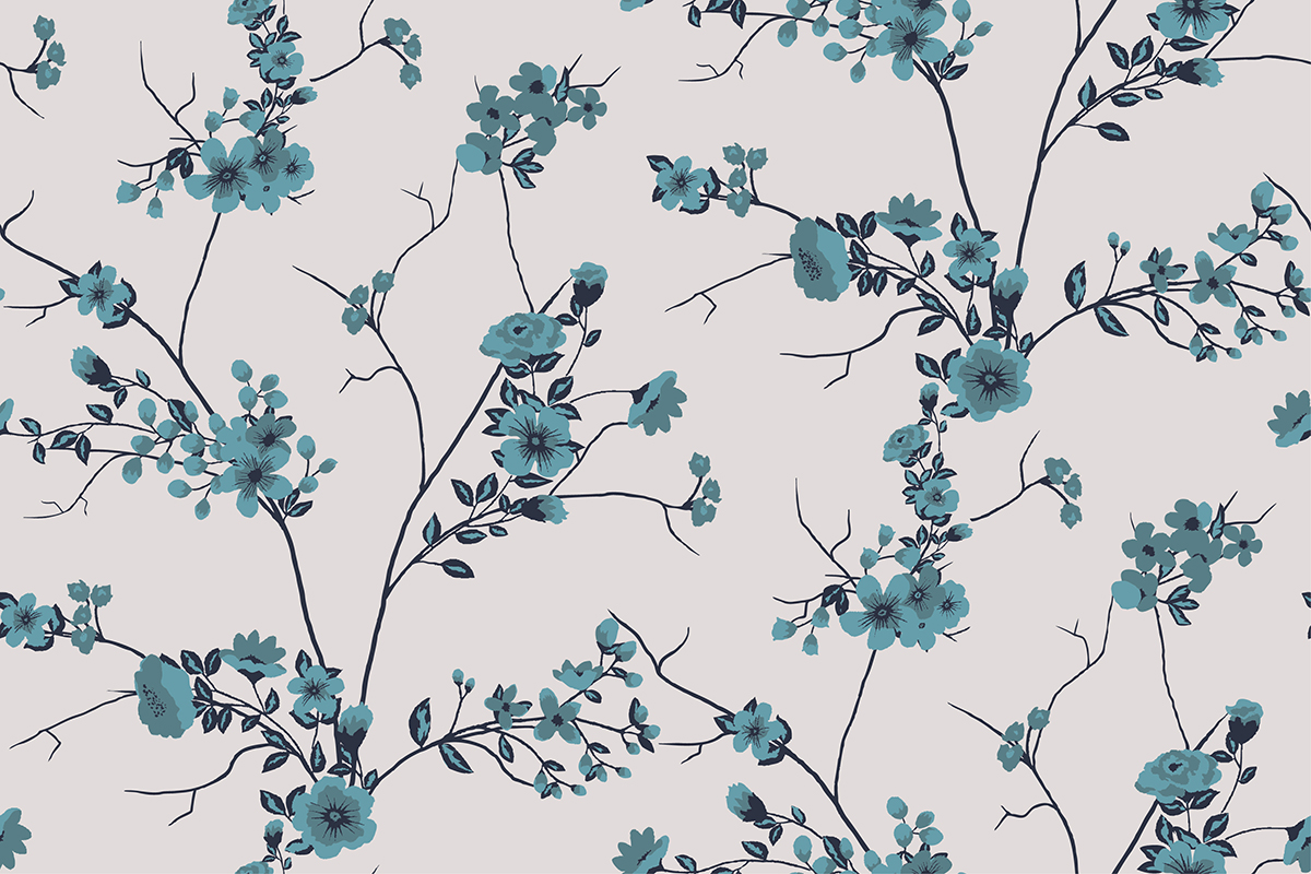 A pattern of blue flowers