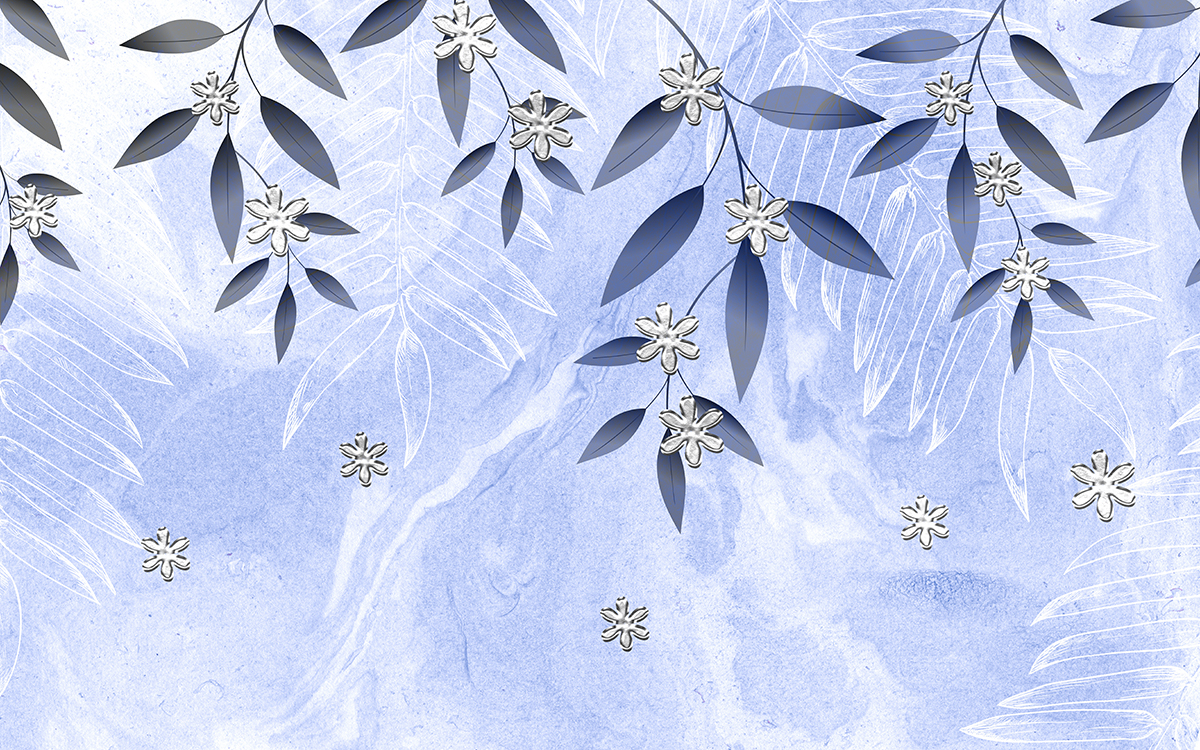 A blue and white floral background