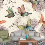 A pattern of butterflies and flowers