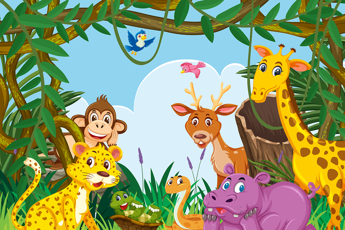 Animal Family Wallpaper for Kids Rooms