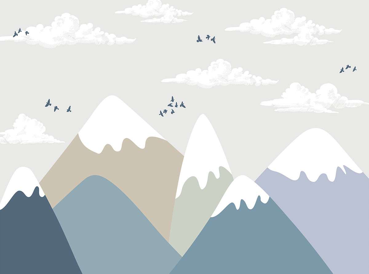 Birds flying over mountains
