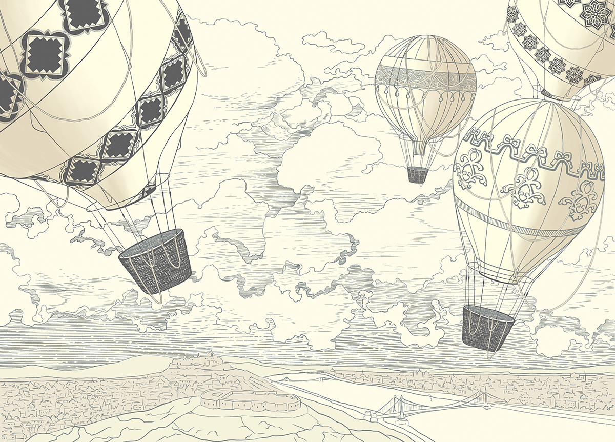 Hot Air Balloon Mural Wallpaper