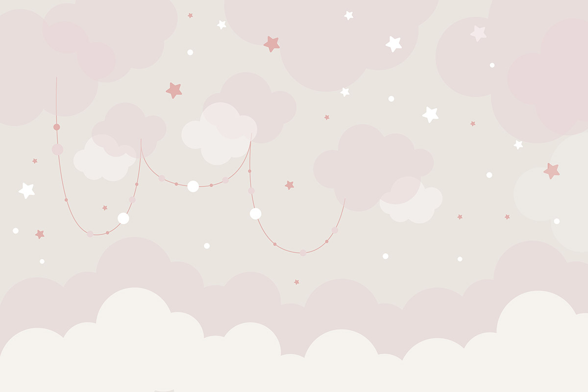 A pink clouds and stars