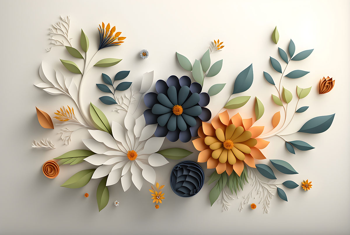 A paper flowers and leaves